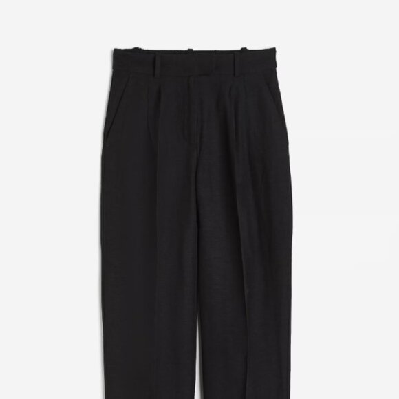 Tapered Linen-blend Pants, H&M, black, size 6 - Picture 3 of 7